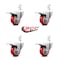 Service Caster 3 Inch Red Poly Wheel Swivel 3/4 Inch Square Stem Caster Set Total Lock Brake SCC-SQTTL20S314-PPUB-RED-34-4 - alternate 2